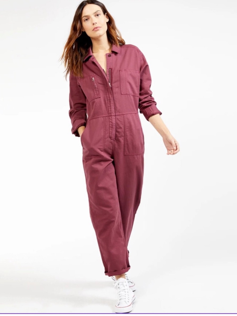 Outerknown SEA Jumpsuit Cotton Linen Canvas size XS plum